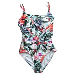 JANTZEN‎ NWT! Women's Tropical One-Piece Swimsuit Tummy Control Pad Underwire 10